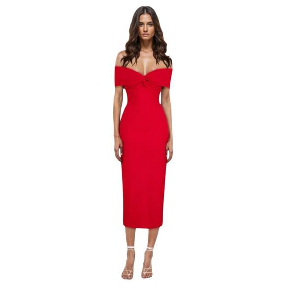 Atoir Off the Shoulder Cocktail Dress The Lili Red Size 10 Sexy Elegant Event - Picture 1 of 9